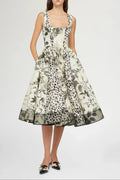 Maggie Leopard Print Pleated Midi Dress Flowering Girl
