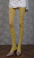 Yellow Tights & White Diamond-Shaped Tights Set Flowering Girl