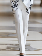White Floral Printed Pantsuit Set Flowering Girl