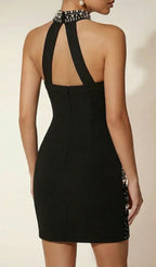 Aelithar Halterneck Rhinestone Pearl Mini Dress Flowering Girl