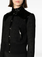PATENT-TRIM TWEED BOMBER JACKET Flowering Girl
