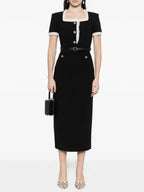 Medina Black Short Sleeve Midi Dress Flowering Girl