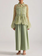 Miori Green Lace Top & Maxi Dress Set Flowering Girl