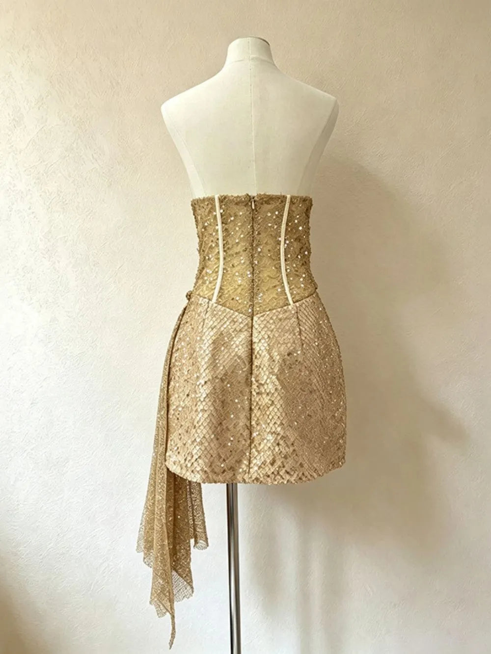 Mahmood Strapless Sequin Flower Mini Dress Flowering Girl