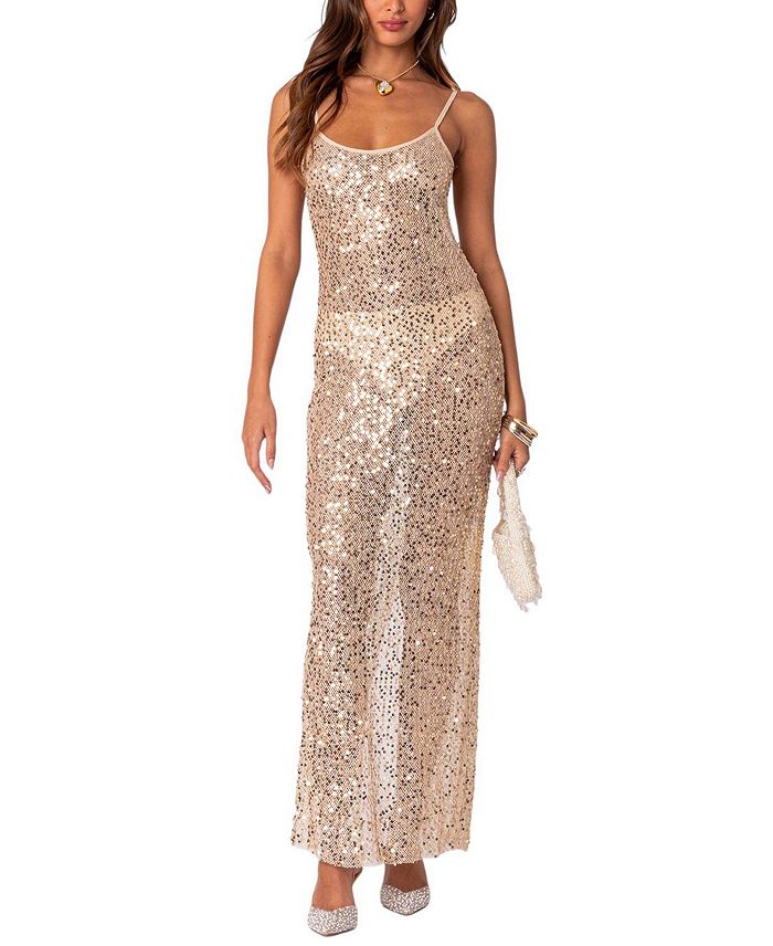 SEQUIN SHEER MESH MAXI DRESS Flowering Girl