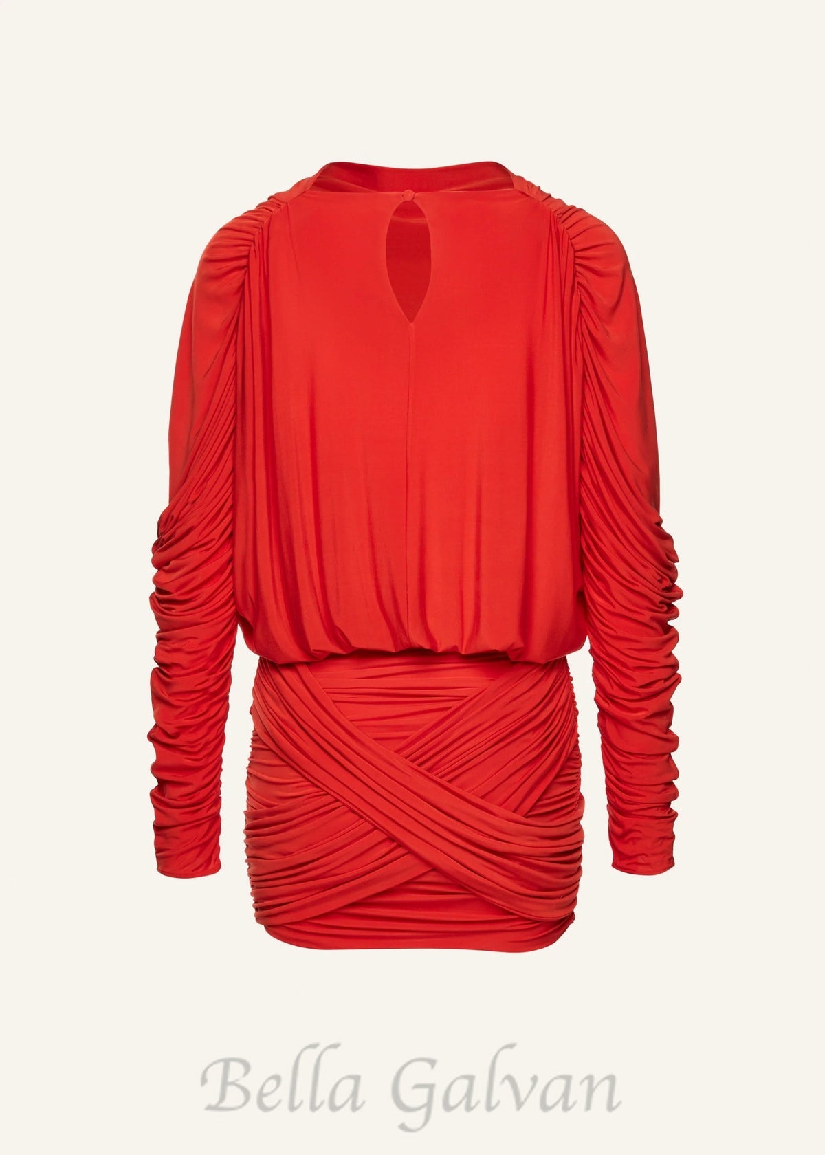 Long-sleeve jersey mini dress in red Flowering Girl