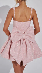 Dark Pink Bow Mini Dress Flowering Girl