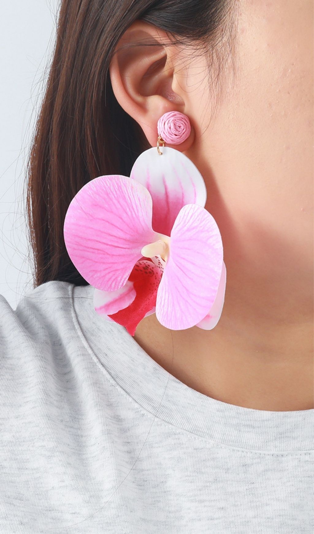 Olatunde Pink Flower Earrings Flowering Girl