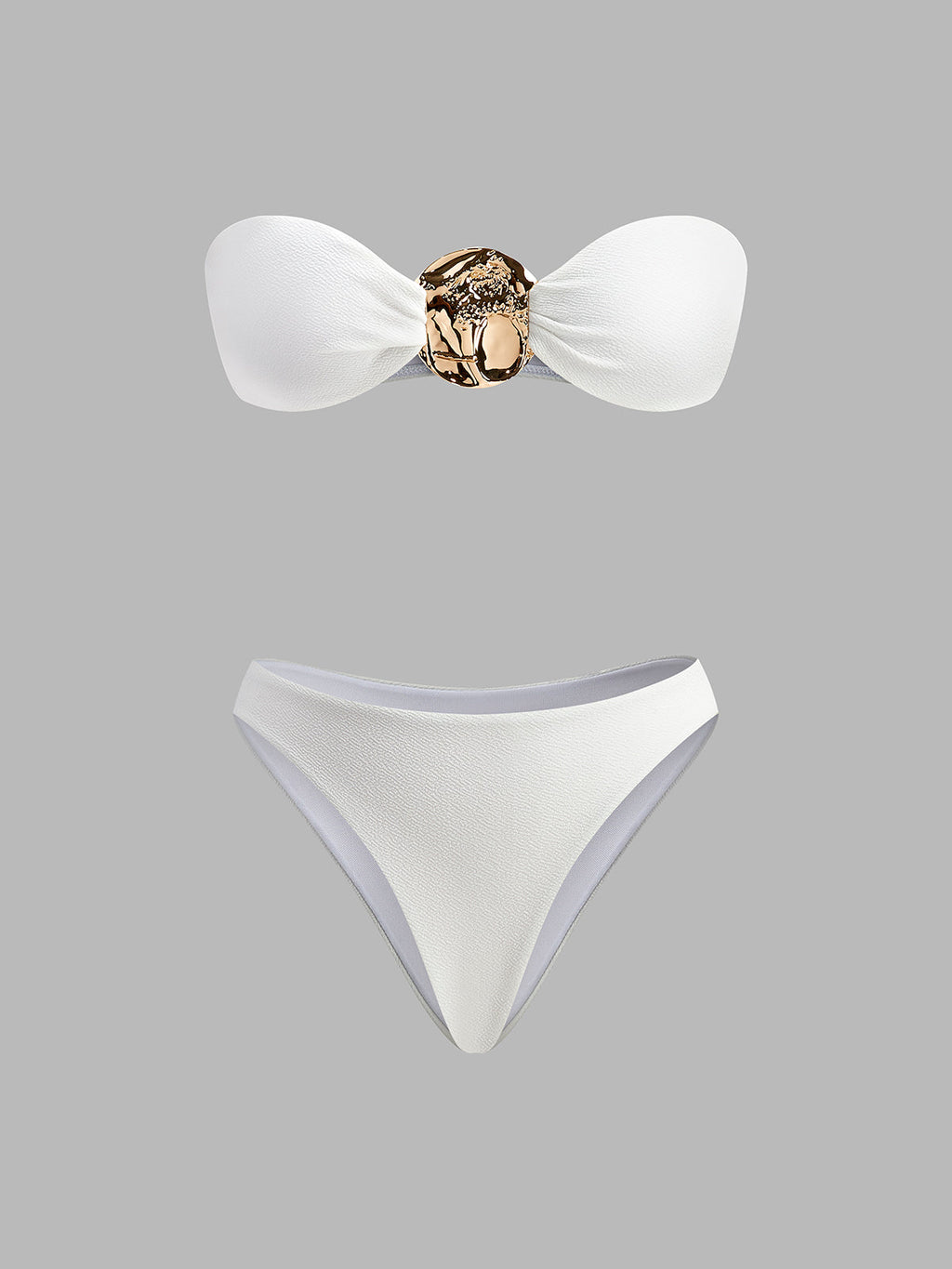 Gold Bikini Set And Stylish Pareo Flowering Girl