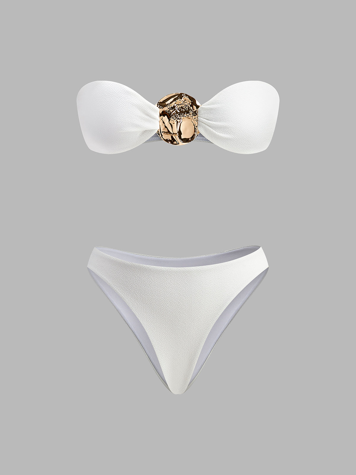 Gold Bikini Set And Stylish Pareo Flowering Girl