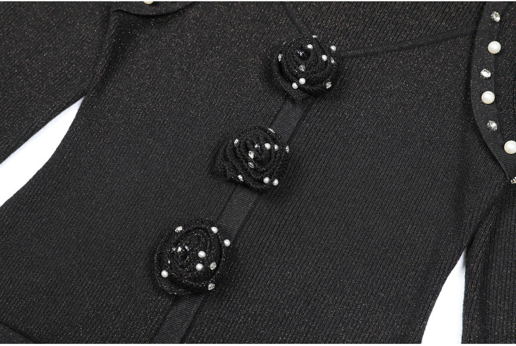 flower knit mini dress in black Flowering Girl