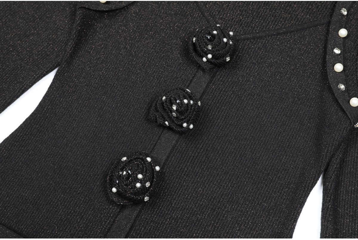 flower knit mini dress in black Flowering Girl