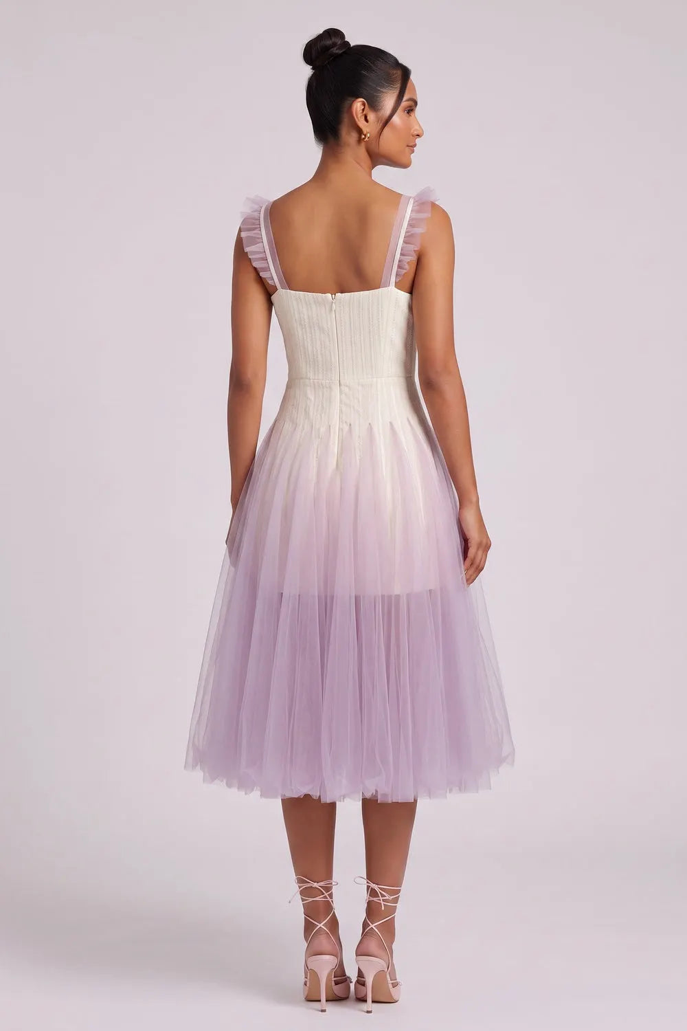 Gradient Tulle Midi Dress with Ruffle Straps Flowering Girl