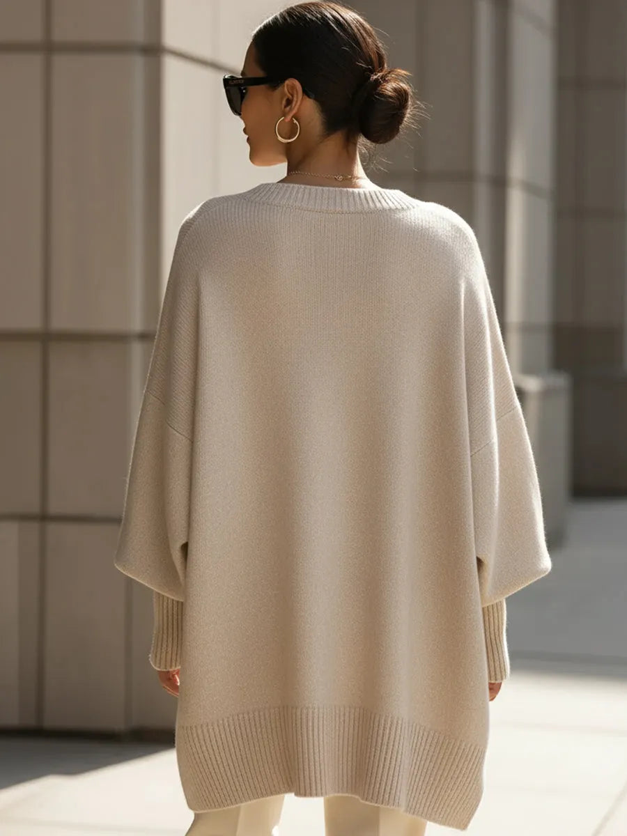 Oversized Knit Poncho Sweater Flowering Girl
