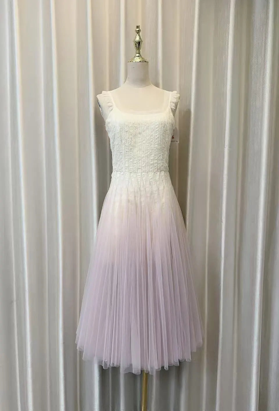 Gradient Tulle Midi Dress with Ruffle Straps Flowering Girl