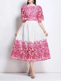 Mahira Rose Red Flower Embroidery Two-Piece Set Flowering Girl
