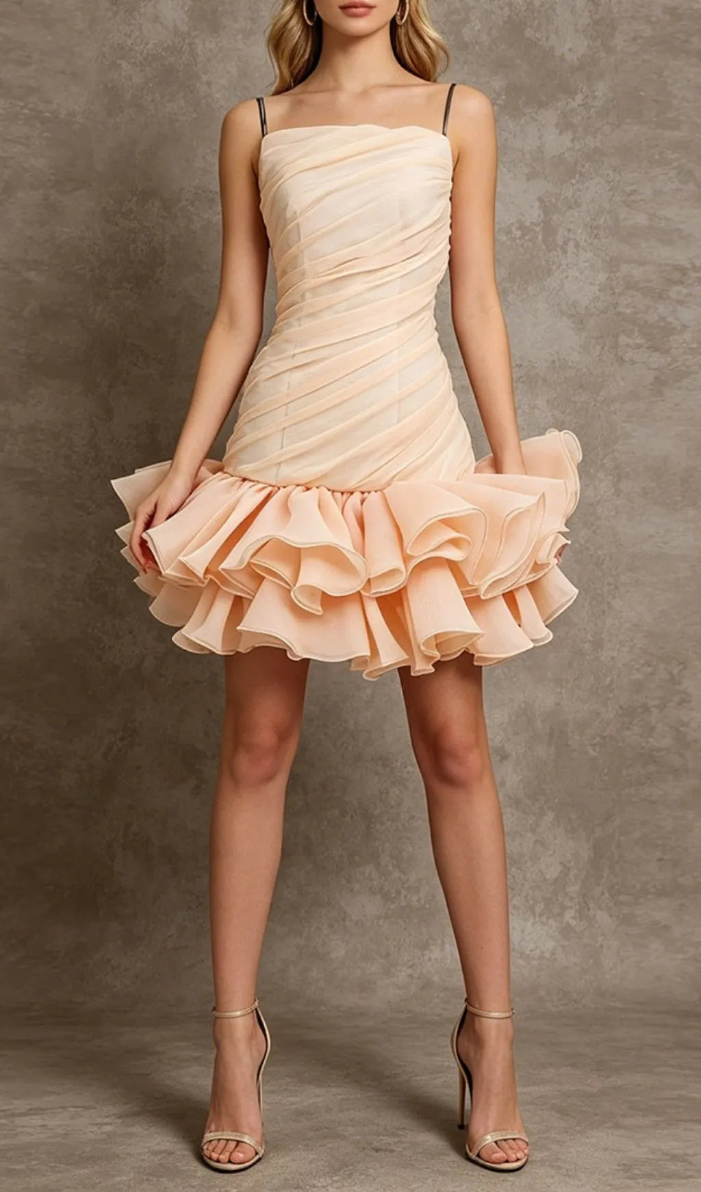 Leonore Strappy Ruched Mini Dress Flowering Girl