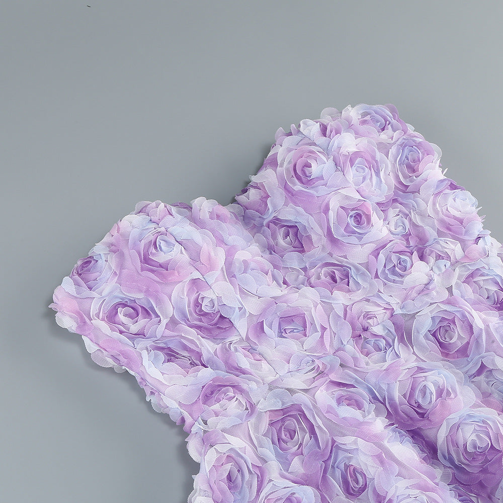 Berke Purple Flower Mini Dress Flowering Girl