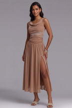 Beige Lightweight Jersey Fit-and-Flare Midi Dress Flowering Girl