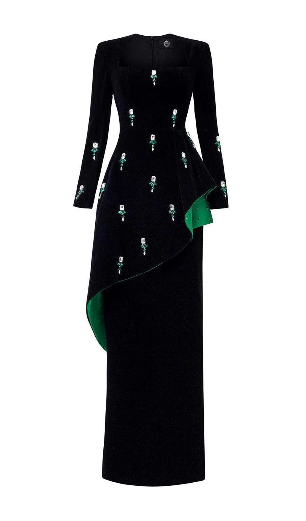 Hedya Black Crystal Long Sleeves Maxi Dress Flowering Girl