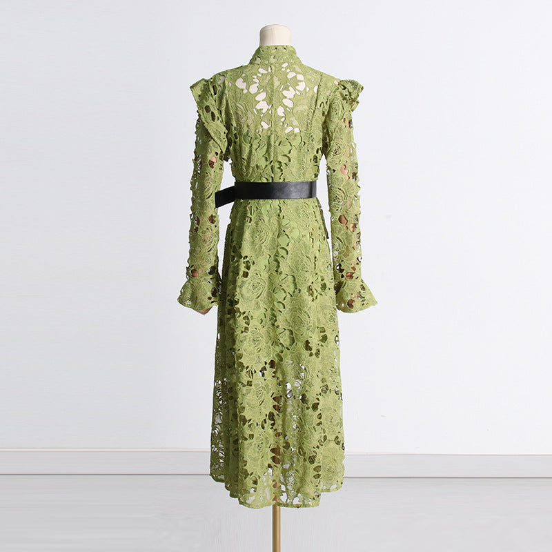 Adora Olive Lace Sleeve Midi Dress Flowering Girl