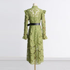 Adora Olive Lace Sleeve Midi Dress Flowering Girl