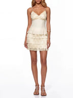Cirune Spaghetti Fringe Skirt Set Flowering Girl