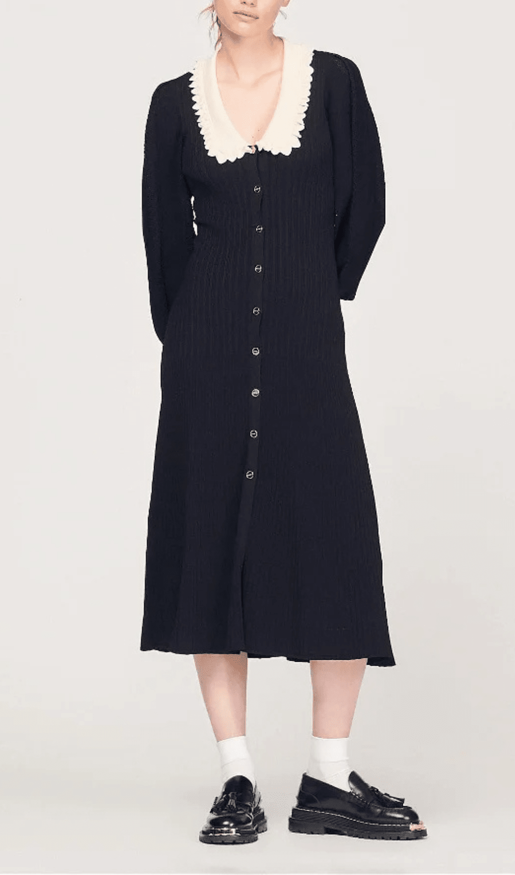 LONG SLEEVE KNITTED MIDI DRESS Flowering Girl