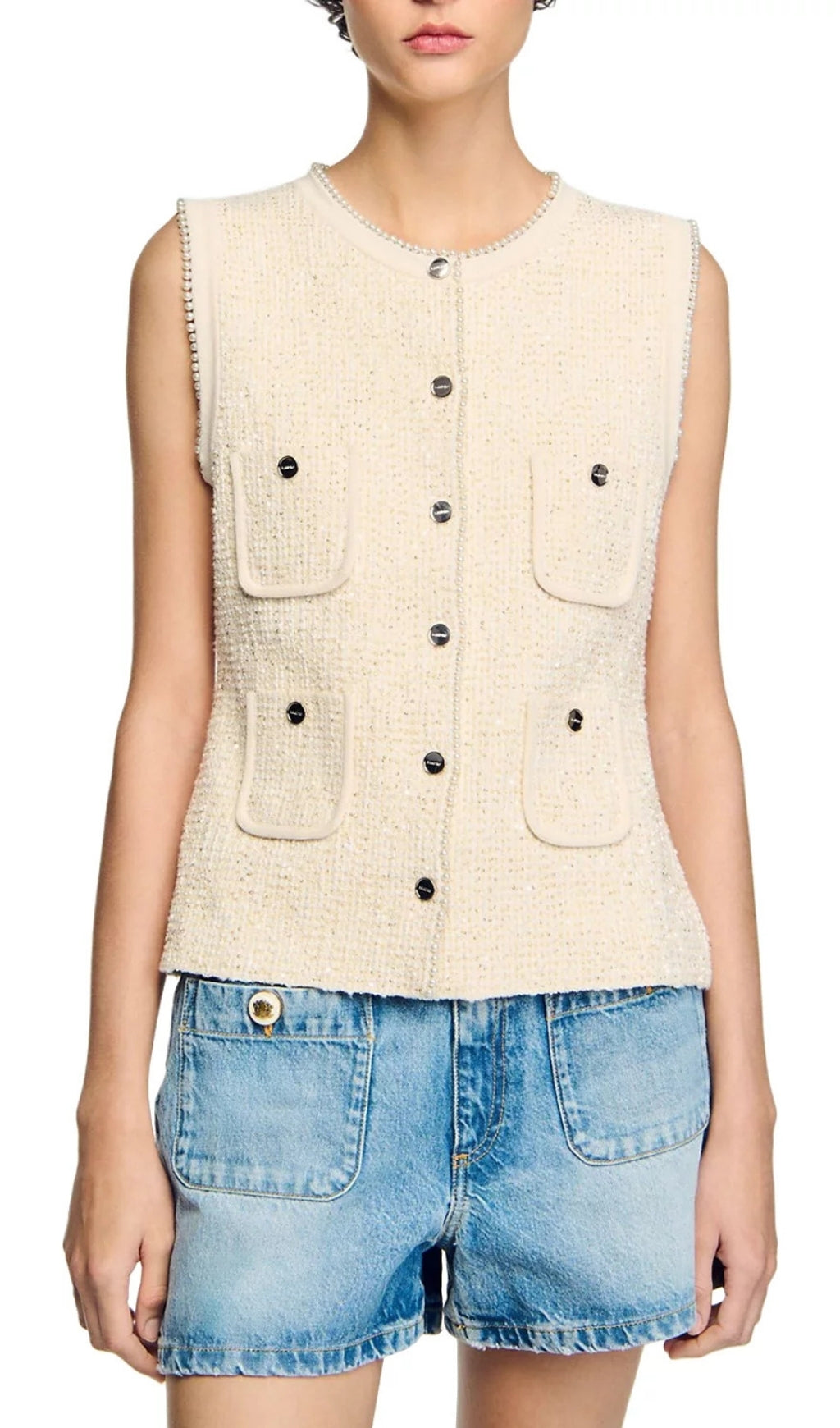 Decorative Tweed Waistcoat Flowering Girl