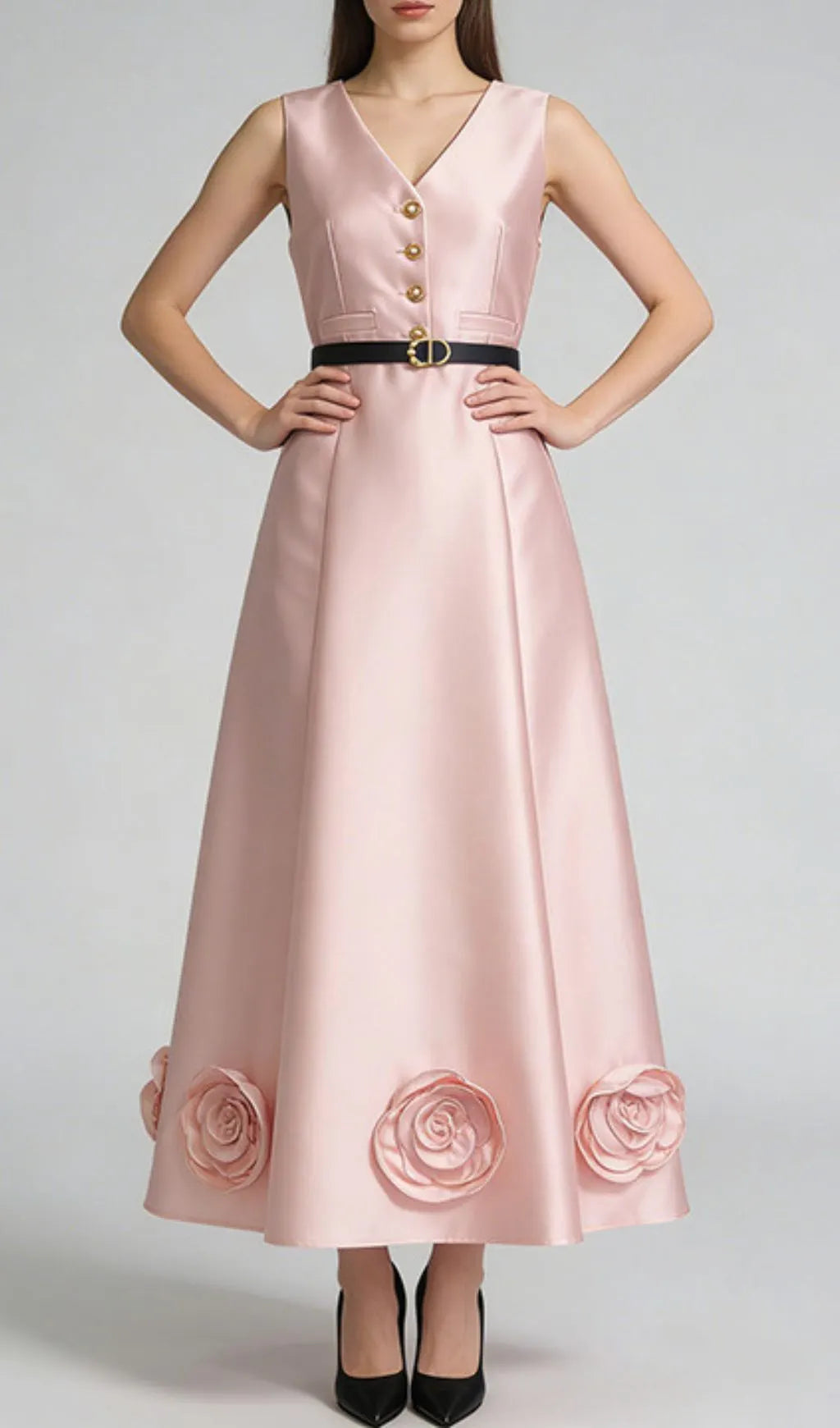 Jalisa Sleeveless Floral Hem Midi Dress Flowering Girl
