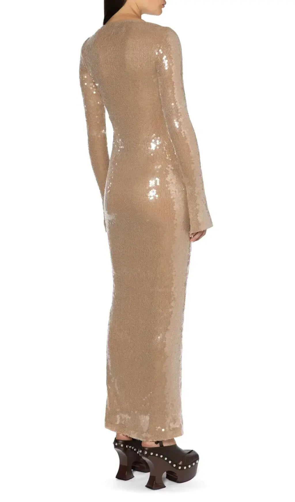 Ardelle Khaki Sequin Maxi Dress Flowering Girl