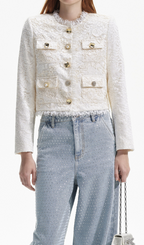 CREAM CORD LACE JACKET Flowering Girl
