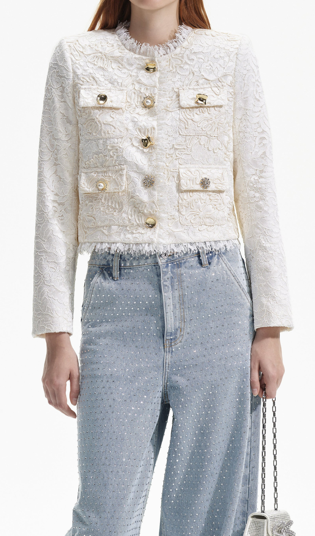 CREAM CORD LACE JACKET Flowering Girl