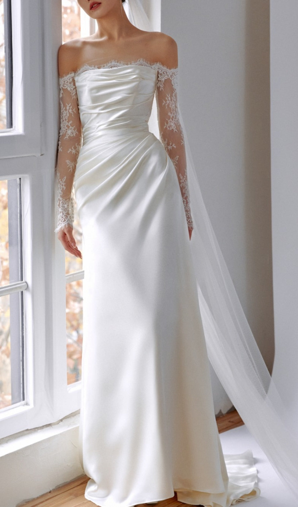 Colleen White Off Shoulder Lace Wedding Dress Flowering Girl