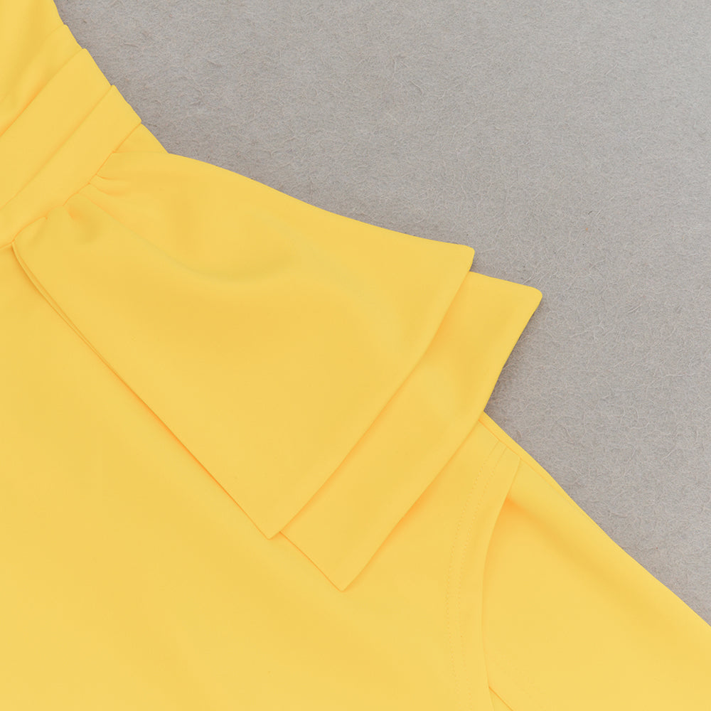Brook off-shoulder bodycon midi dress in yellow Flowering Girl
