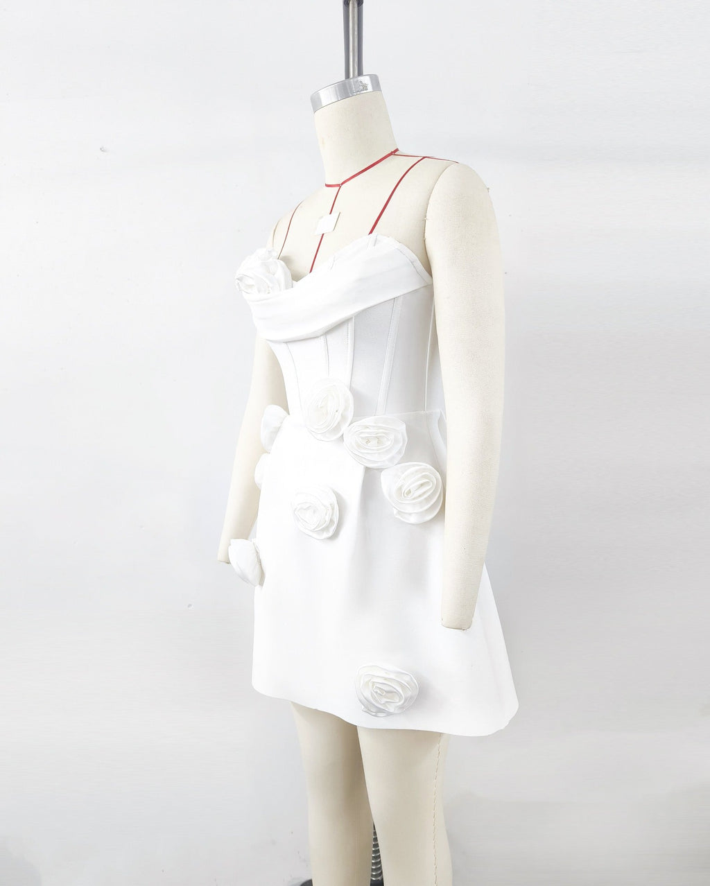 valerie 3d flower embellished strapless mini dress in white Flowering Girl