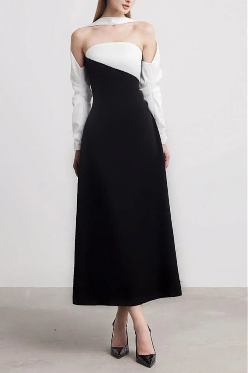 A-Line Long Sleeved Silk Taffeta Midi Dress Flowering Girl