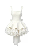 White Square Neck Corset Layer Lace Mini Dress Flowering Girl