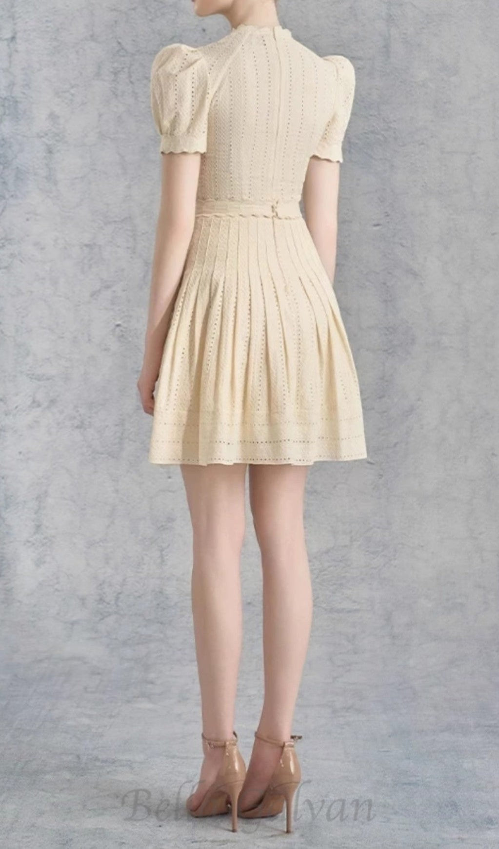 flower pleated mini dress in apricot Flowering Girl