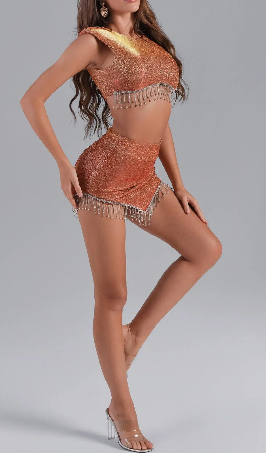 Elodie Rhinestone Set - Orange Flowering Girl