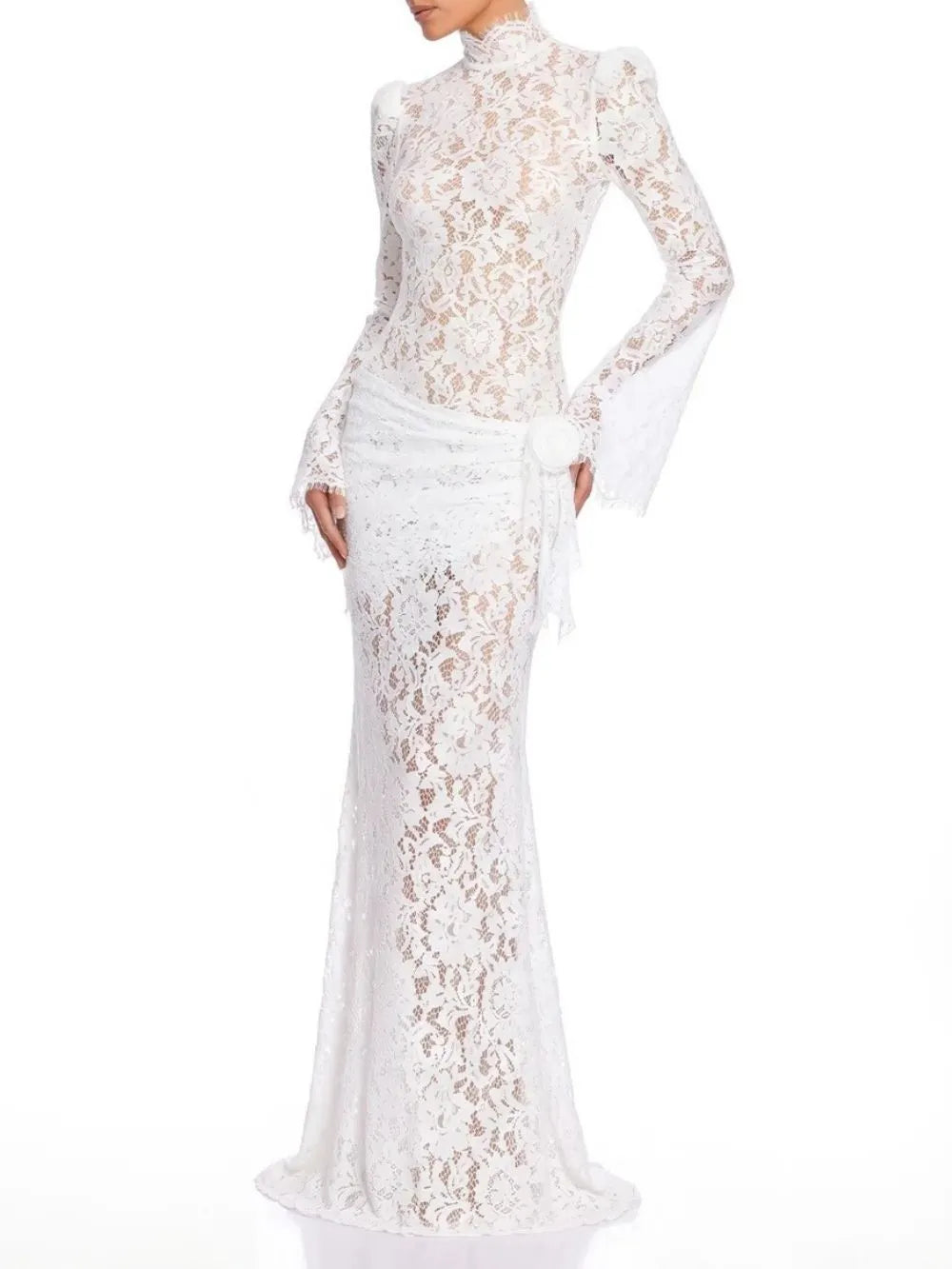 Ferith High Neck Lace Maxi Dress Flowering Girl