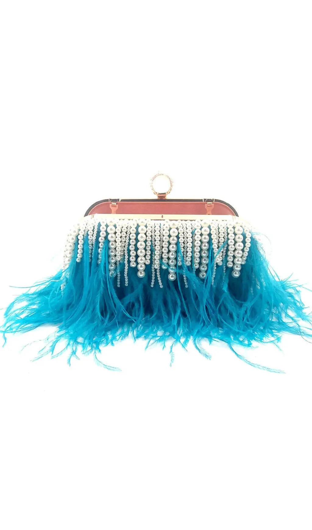 Ana Feather Pearl Chain Clutch Flowering Girl