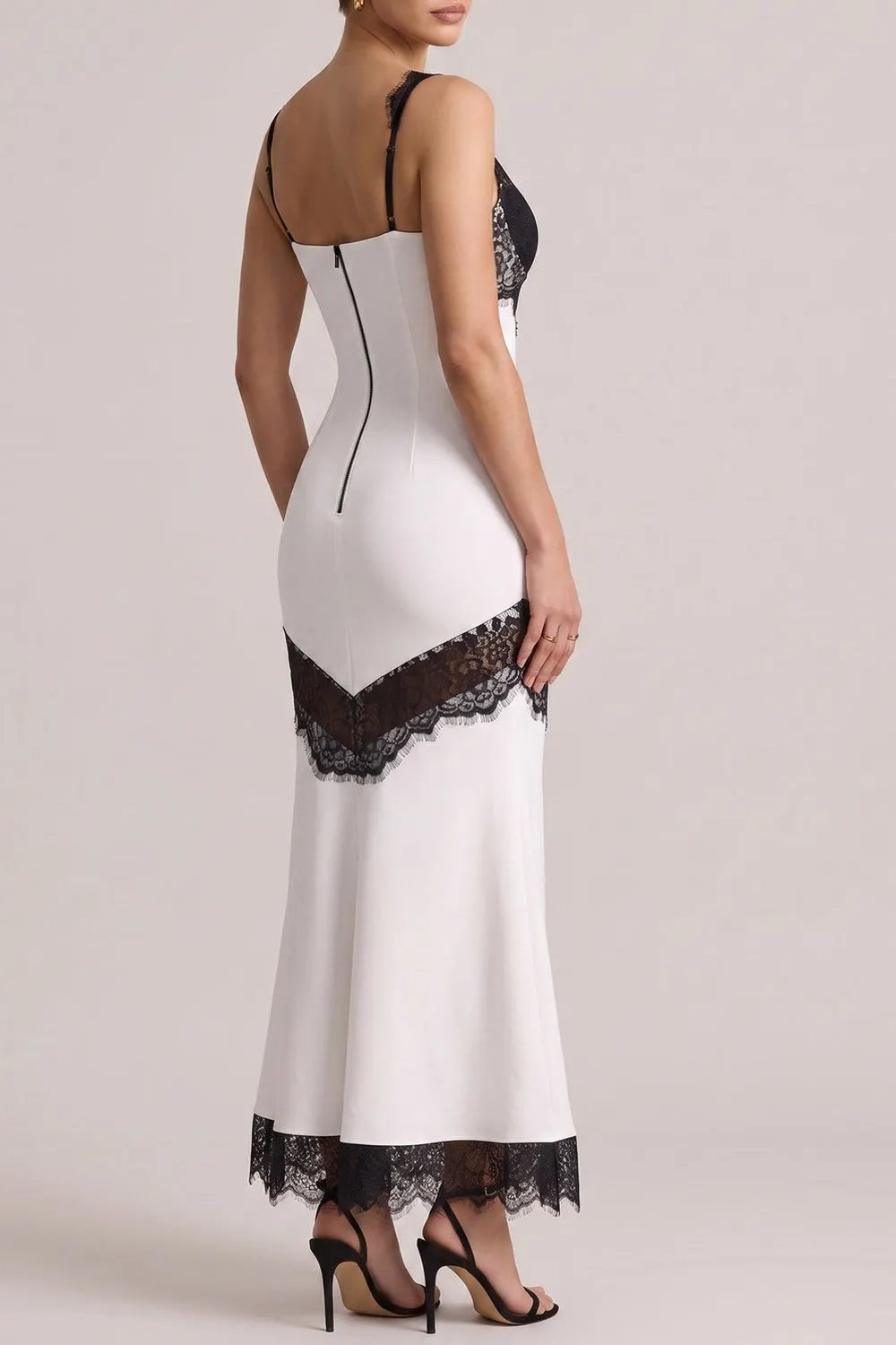 Sleeveless Black Lace Patchwork Mermaid Maxi Dress Flowering Girl