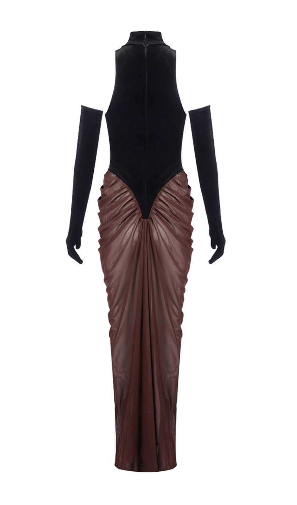 Halter Draped Maxi Velvet Dress