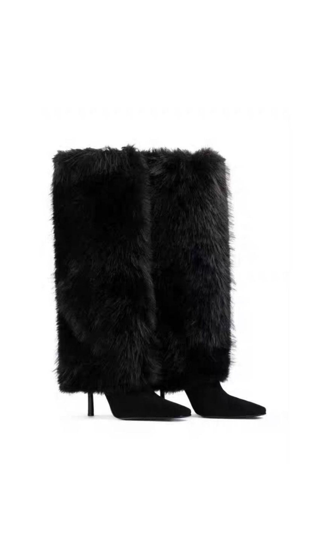 Kassi Black Faux Fur Boots Flowering Girl