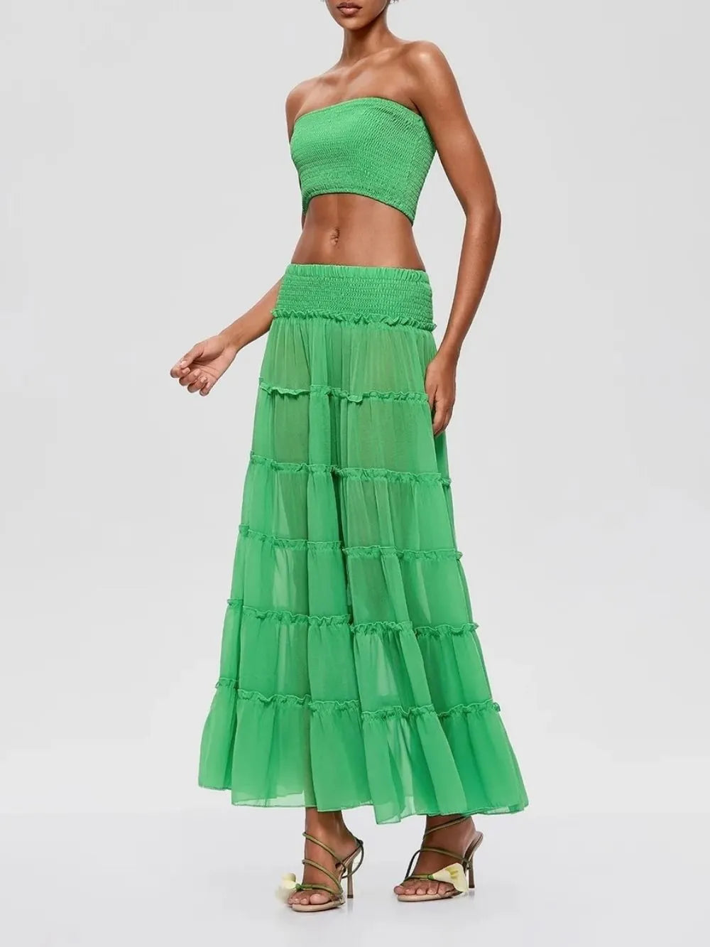 Fusca Strapless Tiered Skirt Set Flowering Girl