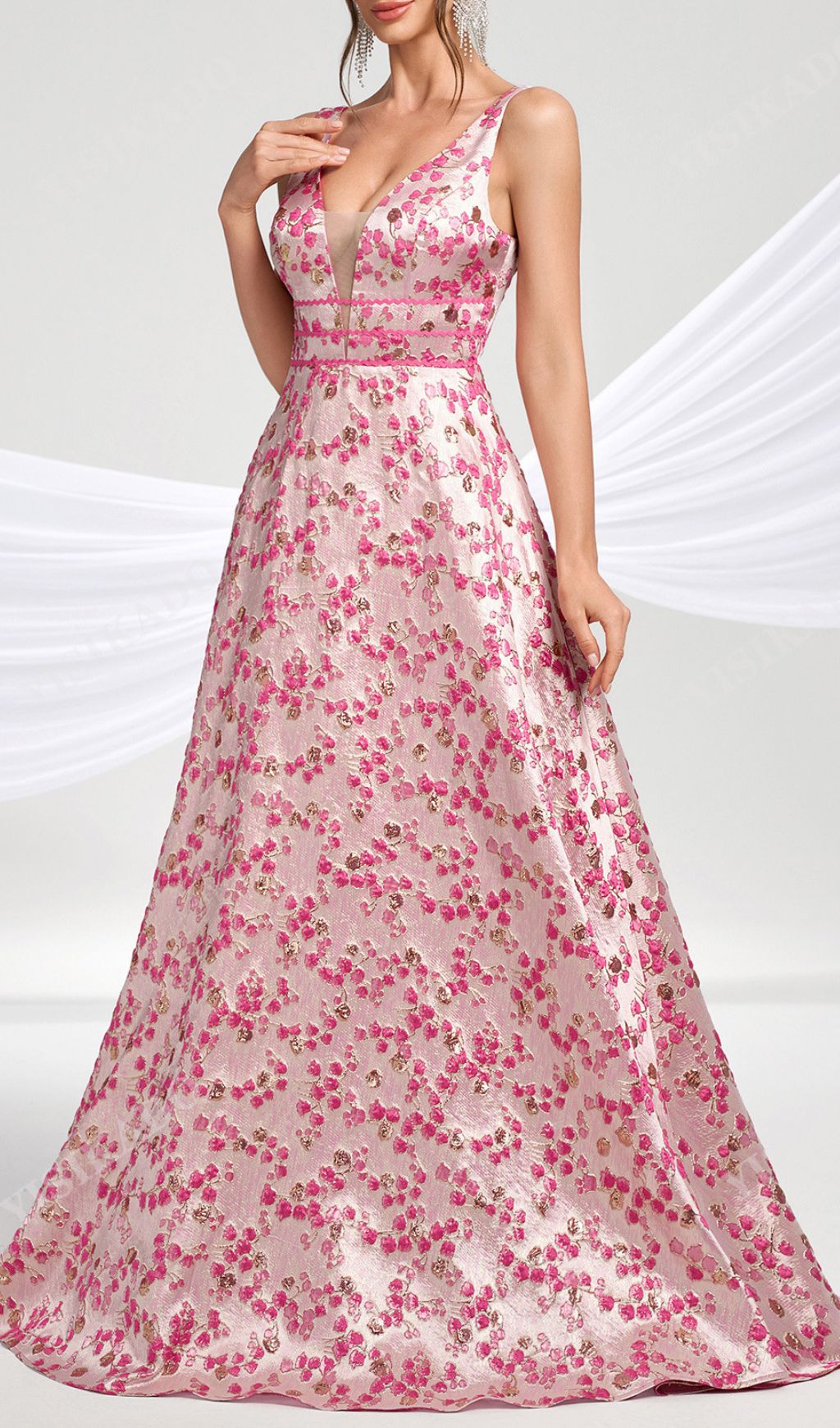 Hamida Floral V-Neck Maxi Dress Flowering Girl