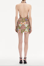 Ursula Floral Print Halter Neck Mini Dress Flowering Girl