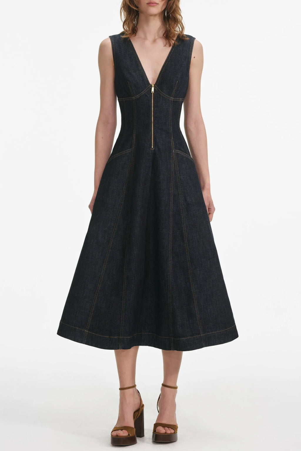 Sally Indigo Denim Midi Dress Flowering Girl