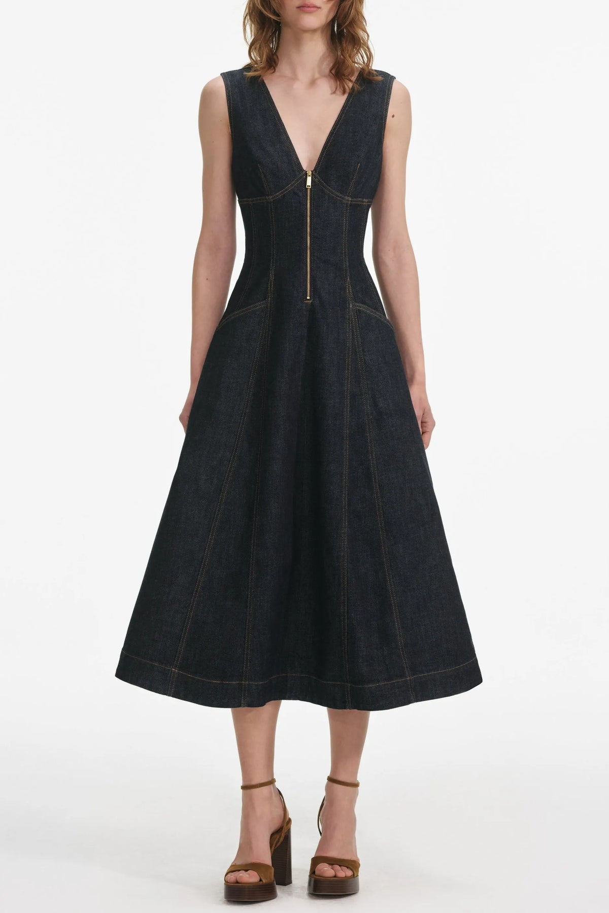 Sally Indigo Denim Midi Dress Flowering Girl